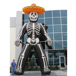 8mH (26ft) with blower Custom giant outdoor terrible inflatable skeleton ghost black inflatables ghosts figure model for halloween decoration