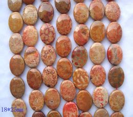 Loose Gemstones Natural Coral Stone Flat Oval Shape Beads For Jewelry Making DIY Bracelets Necklace Earrings