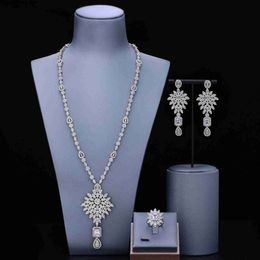 Wedding Jewellery Sets 4pcs Bridal Zirconia Full Jewellery Sets For Women Party Luxury Dubai Nigeria CZ Crystal Wedding necklace sets Q240316