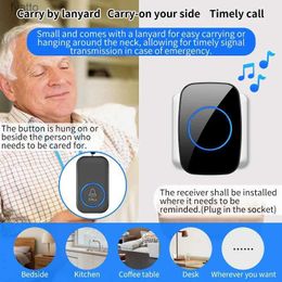 Doorbells SOS Pager Emergency Panic Button Wireless Work and Smart Life Home Security Protection for Elderly Patient Pregnant WomanH240316