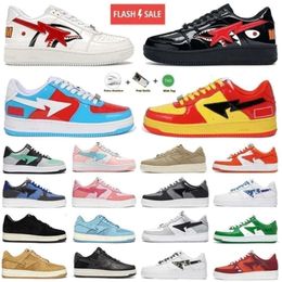 Designer Sk8 Women Casual Shoes Sta Low Sneakers Patent Leather Black White Blue Camouflage Platform Shoe Women