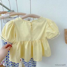 Clothing Sets 2022 Summer New ChildrenS Clothing Sets Korean Embroidered Doll Shirt Top +Anti-Mosquito Pants Fashion Baby Girls Clothes Suit