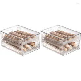 Storage Bottles 2X Slide Eggs Box Egg Holder Container Refrigerator Drawer Stackable Food Kitchen Fridge Organizer