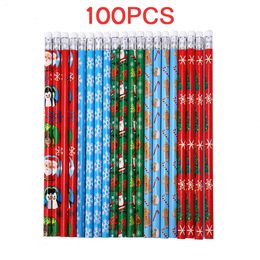 100pcs Christmas Theme Wood Pencil HB Black Non-toxic Painting Writing Standard Pencil Cute Stationery Office School Supplies 240304