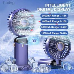 Electric Fans Mini Fan with LED Display Handheld Neck Travel Portable Range 7-20h Summer Cold Air Conditioner USB Charging for Outdoor 240316