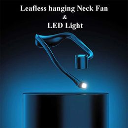 Electric Fans Portable Hanging Neck Fan LED Light Wireless USB Charging Mini Ventilador Cooling Mute for Outdoor Indoor 240316