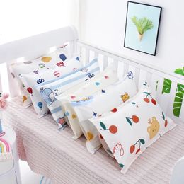 Cartoon Childrens Bed Pillowcase Breathable Rectangular 100% Cotton Baby Pillow Case Envelope Infant Pillow Protective Cover 240315