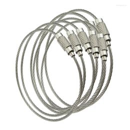 Keychains 10PCS Stainless Steel Wire Keychain Cable Rope Key Holder Keyring Chain Rings Women Men Jewellery Gifts