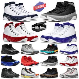 With Box 9 9S Basketball Shoes Bred Black Blue Anthracite Cool Grey Space Jam University Gold Chile Red 9 Men sports Trainer Sneakers