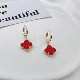 Designer Four-leaf for Women Senior Classic Small Fragrant Wind New Clover Earrings Gold Light2024