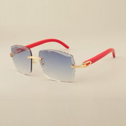 Direkt ab Werk Sonnenbrille 3524014-D natürliche rote Holzsonnenbrille Sonnenbrille Gravurlinse