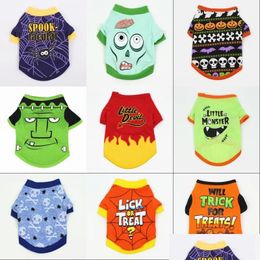 Dog Apparel Halloween Dogs Shirt Puppy Pets T-Shirt Ghost Costume Outfits Cute Pumpkin Pup Clothes For Small Doggy Cats Pet Drop Deliv Otmeb