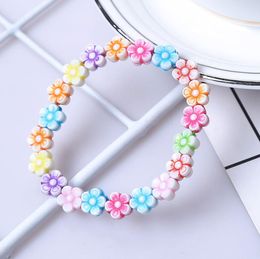 Handmade Colorful Sweet Flower Kids Girl Beaded Charm Bracelets Jewelry Children Birthday Party Christmas Gift4827482