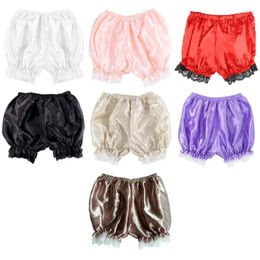 Women's Panties E15E Women Imitation Silk Bloomers Lace Trim Victorian Pumpkin Shorts