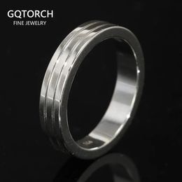 Real 925 Sterling Silver Smooth Glossy Lover Couple Rings for Men and Women Simple Circle Wedding Band Minimalist Jewellery 240305