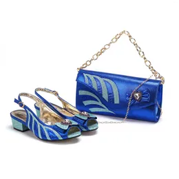 Casual Shoes Doershow Arrival And Bag Set African Sets 2024 Blue Nigerian Women Matching Bags For Wedding! HAE1-21