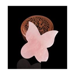 Massage Stones Rocks Creative Butterfly Natural Gua Sha Board Masr Heldhand Skin Care Guasha Chinese Rose Quartz Scra Mas Tool Drop De Dhrsk