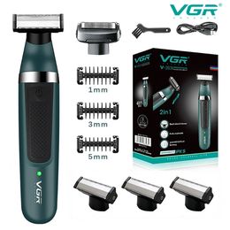 VGR Shaver Waterproof Razor Rechargeable Beard Trimmer Portable Shaving Machine Dual-sided Blades Shaving Machine for Men V-393 240313