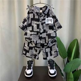 Clothing Sets Baby Clothes Boys Summer Shirt Short-sleeved Suit 2024 New Baby Trendy Brand Childrens Cool and Handsome Two-piece Set