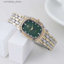 Other Watches Luxury Fashion Metal Band es for Women Brand Simple Casual Oval Rhinestone Ladies Quartz Wrist Y240316