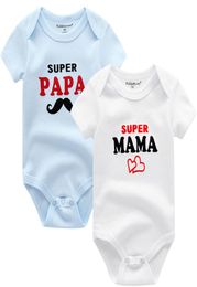 Baby girl clothes 2020 summer super papa and mama baby body short sleeve infantil bodysuits twins kids clothing8938222