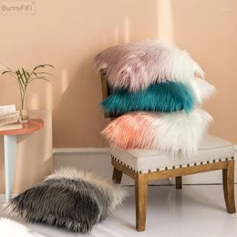 Pillow Case 50x50cm Luxury Cover Faux Fur Pink Grey Blue Orange For Sofa Bedroom Car Soft Home Decorative 50x50inch