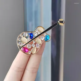 Brooches Fashionable And Creative Rhinestone Violin Brooch Alloy Oil Dripping Instrument Pin