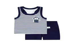 Baby Girl Boy Summer Clothes Set Sleeveless Baby Boy Vest Sets T shirt Newborn Clothes Outfits Summer Suit For Boy Navy Clothing1674833