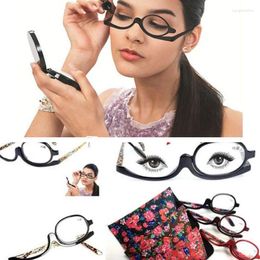 Sunglasses Flip Up Magnifying Makeup Reading Glasses For Women Folding Clamshell Cosmetic Presbyopic Elder Unisex 1.0 To3.0