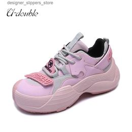 Dress Shoes Ladies Shoes 2023 High Quality Round Toe Lace-Up Womens Sneakers Platform Outdoor Walking Shoes Casual Versatile Sneakers Women Q240316