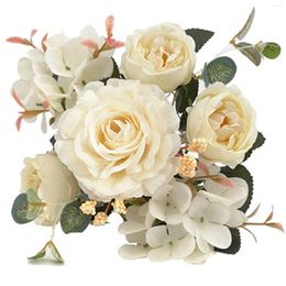 Decorative Flowers Artificial Peony Roses Flower Silk Fake Floral Decor Bouquet For Wedding Bridal Shower