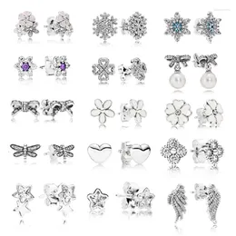 Stud Earrings LR Original Silver 2024 Trend Real Women's For Women Unusual Law Natural Pearls Bows Stars Charm Jewellery Part