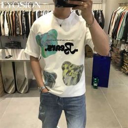 Men's T-Shirts Summer T-Shirts Men 2022 Bear Cotton Print O Neck Solid New Tops Clothing Casual Tshirt Man Streetwear Cool Tee Shirts Q240316