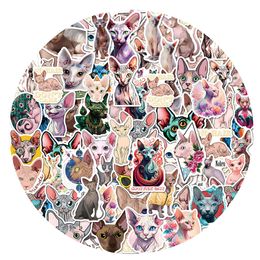 60PCS Waterproof Sphynx Cat Stickers Graffiti Patches Hairless Cat Decals for Car Motorcycle Bicycle Luggage Skateboard and Home Appliance Sticker