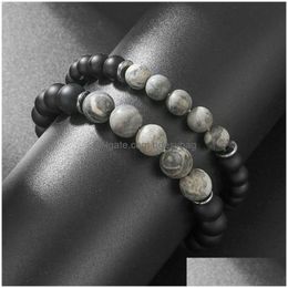 Beaded 8Mm 10Mm Natural Stone Strands Beaded Bracelets Handmade Elastic Charm For Women Men Lover Yoga Fashion Jewelry Drop Delivery Dhbtw