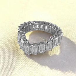 Cluster Rings Unique Moissanite Diamond Ring Real 925 Sterling Silver Party Wedding Band For Women Men Engagement Jewelry Gift