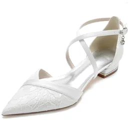 Sandals Flat Heel Pointed Toe Lace Face Wedding Shoes Bridal Bridesmaid