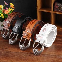Belts Luxury Fashion Mens Leather Belt High Quality Business Casual Alloy Pin Buckle Belt Mens Jeans Brown Retro WaistbandY240316