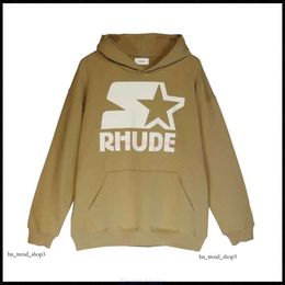 Designer Clothing Mens Sweatshirts Hoodies American Rhude 22Ss Hip Hop Casual Personality High Street College Style Versatile Sweater Trendy Hooded Pullover 297