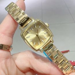 Vintage Luxury lady watch Stainless steel band Designer women watches gold square 28mm Wristwatches For womens Christmas Birthday Mother's Day Gift high quality