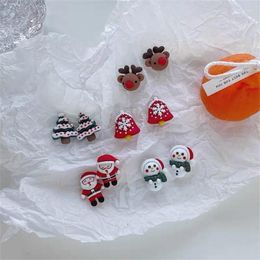 Backs Earrings Christmas Ear Clips Cute Snowman Xmas Tree Women Elk Simple Fashion Santa Claus Girl Kids Gift