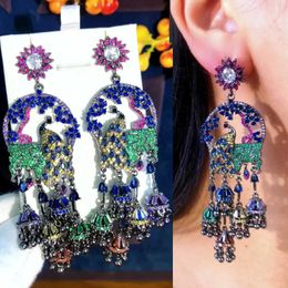 Dangle Chandelier Missvikki Luxury Peacock Pendant Tassel Earrings For Women Delicate Fashion Simple Metal Vintage Bridal Wedding Jewellery New Hot 24316