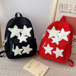 School Bags Women Fashion College Backpack Large Capacity Star Appliques Kawaii Decor Adjustable Strap Girls Daily Bag