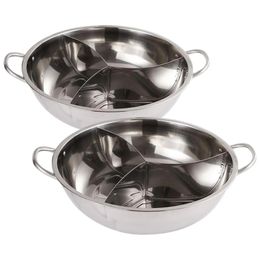 Chinese Chafing Dish Pot Cookware with 3 Divider for Kitchen Shop el 240308