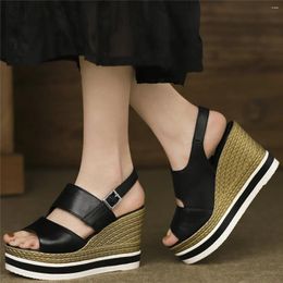 Sandals 2024 Shoes Women Back Strap Genuine Leather Wedges Platform Roman Gladiator Female Open Toe High Heel Pumps Casual