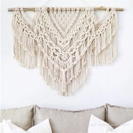 Large Macrame Tapestry Wall Hanging Geometric Art Wall Decor Bohemian Home Bedroom Background Woven Tapestry No Wooden Stick 240304