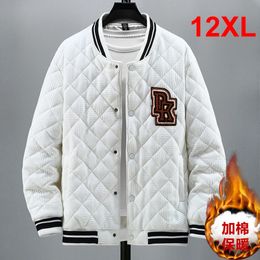 Autumn Winter Thick Varsity Jacket Men Baseball Jacket Plus Size 12XL Coat Men Winter Warm Outerwear Big Size 10XL 12XL 240305