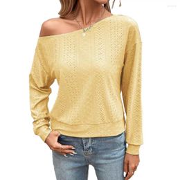 Women's Blouses Women Top Stylish One Shoulder Long Sleeve Pullover Soft Breathable Casual Fall/spring T-shirt Fall Spring