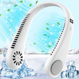 Electric Fans Portable Neck Fan Bladeless Mini Air Cooler USB Rechargeable Ventilator Hands Free Outdoor Sports Camping 240316