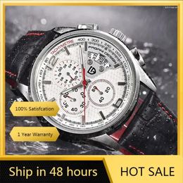 Wristwatches Design 2024 Men's Classic Leisure Multi-Functional Quartz Watch Sports Diving 30 Meters Leather Strap Reloj Hombre Wa